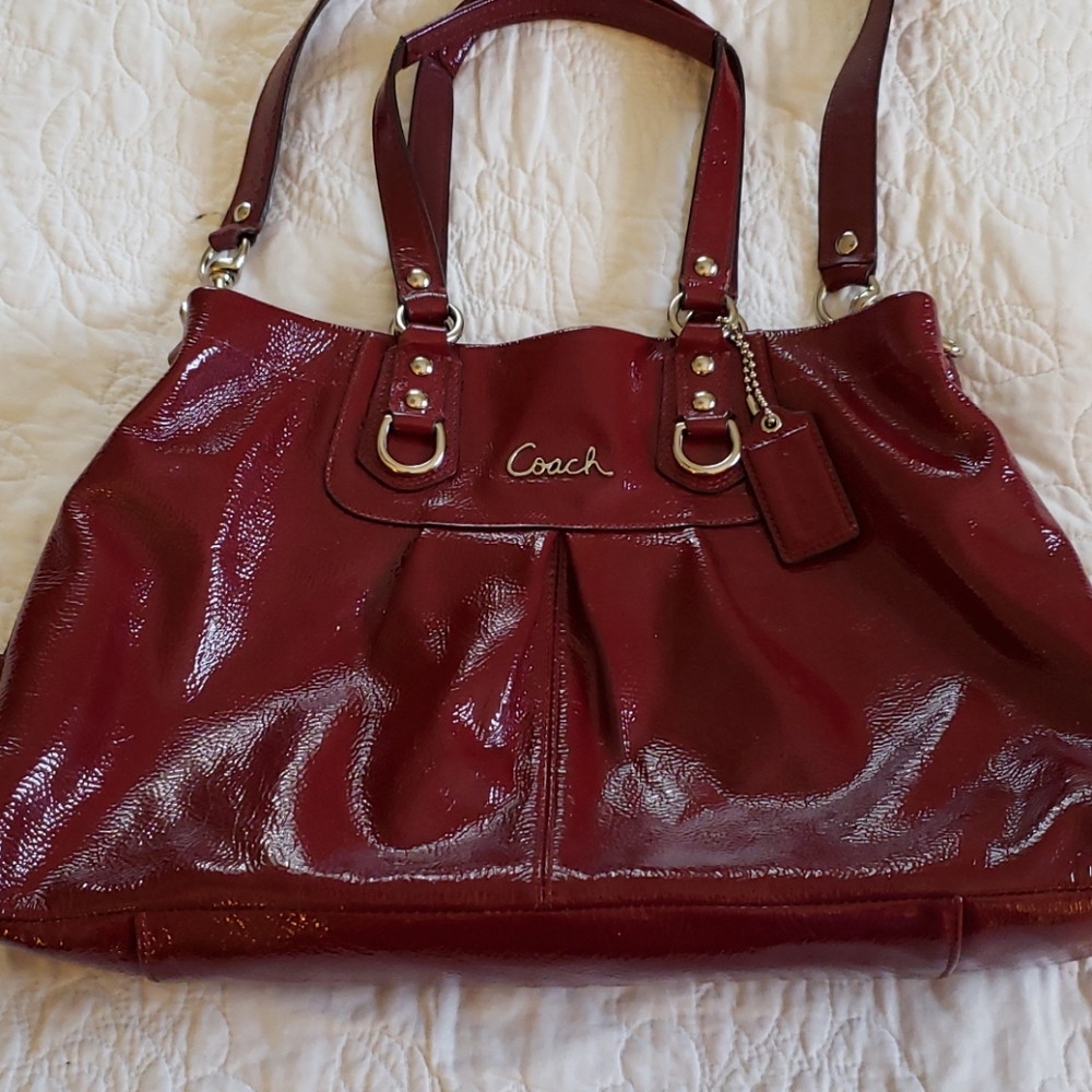 Coach red patent leather purse